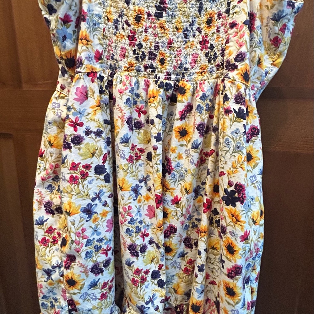 Old Navy White and Pink Ruffled Tiered Sundress large